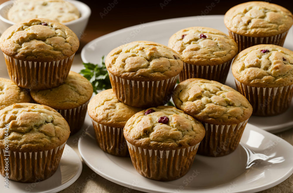 Bunch Muffins display on a light background Bunch Muffins display on a light background