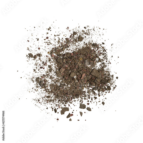 Fotobehang 3d illustration of mortar debris isolated on transparent background