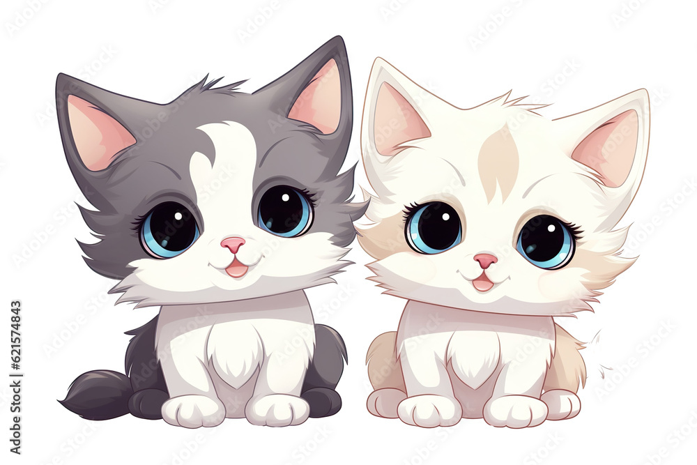 kawaii cute cats, kittens sticker image, in the style of kawaii art, meme art, animated gifs isolated white background PNG kawaii cute cats, kittens sticker image, in the style of kawaii art, meme art, animated gifs isolated white background PNG