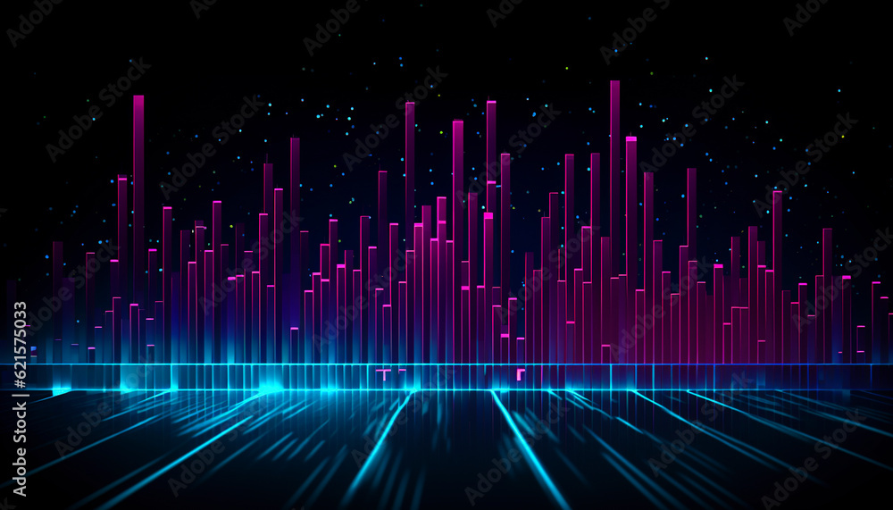 Data visualization, neon abstract background. generative ai Data visualization, neon abstract background. generative ai
