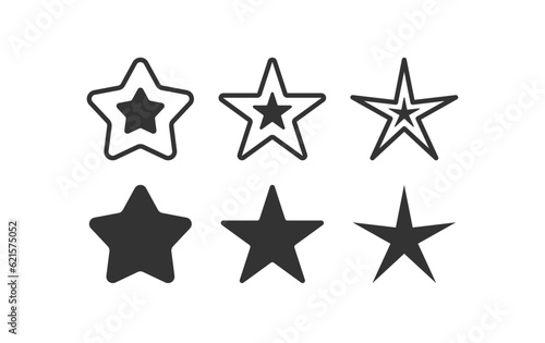 Stars icon set. Sparkle symbol. Geometric shape  sky  shining burst  clean  best. Outline  flat style. Flat design. Vector illustration.