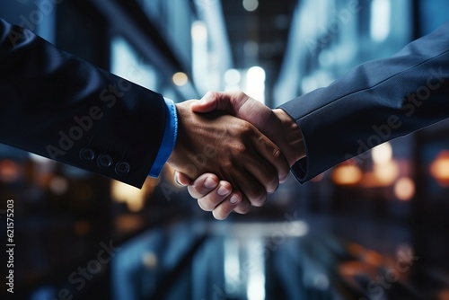 Fotografie, Obraz Businessmen making handshake with partner, greeting, dealing, merger and acquisi