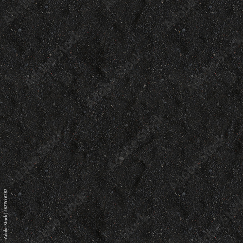 3d illustration of black sand texture, dark sand background