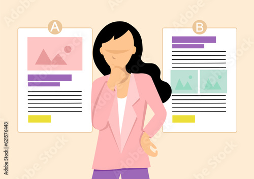 Business person compare and analysis split testing AB Testing Adverts