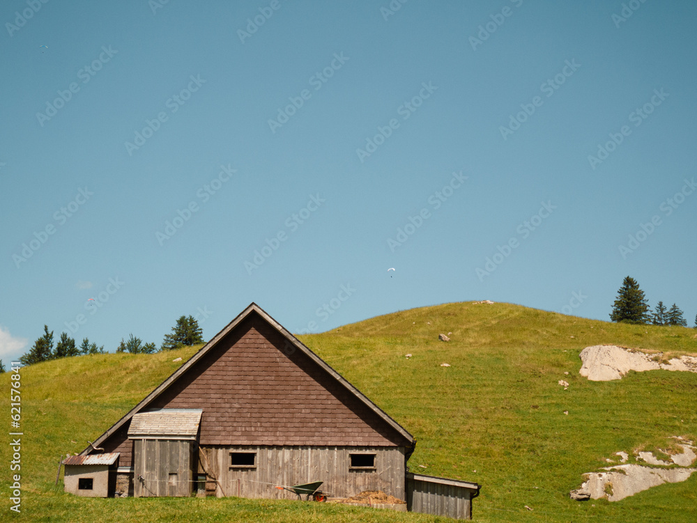 Swiss Mountain Cabin on a sunny Hillside