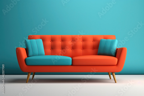 vintage sofa on isolated pastel background © Sasint