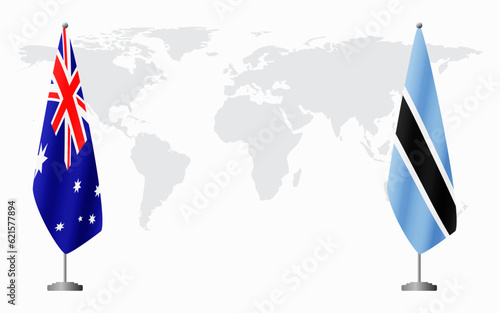 Australia and Botswana flags for official meeting