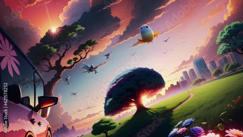 Creating a beautiful fantasy landscape with the help of artificial intelligence.