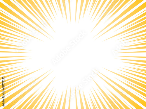 Sun Rays or Explosion Boom for Comic Books Radial Background Vector. Speed rays. Action, speed lines, stripes for comic book frame. Dynamic, speed stripes abstract frame. Comic book yellow background.