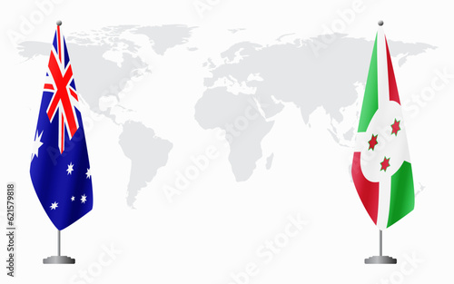Australia and Burundi flags for official meeting