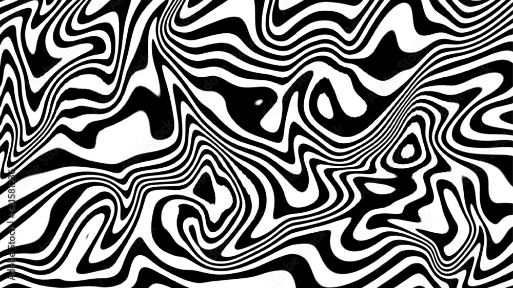 Black and white with wavy lines pattern. Abstract wave of white and black curved lines. Hallucination. Optical illusion. Twisted illustration. Futuristic background of lines. Dynamic wave. Vector. Black and white with wavy lines pattern. Abstract wave of white and black curved lines. Hallucination. Optical illusion. Twisted illustration. Futuristic background of lines. Dynamic wave. Vector.