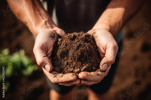 Top View Farmer Holding Soil in Hands Close-up