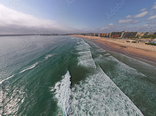 Portugal beach - sandy Matosinhos beach at the Atlantic Ocean