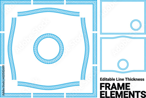 Elements for creating a certificate or voucher frame. To create frames of various sizes and orientations. You can change the line thickness. Vector illustration
