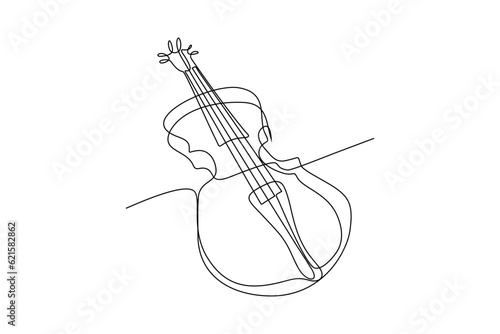 continuous line violin vector illustration