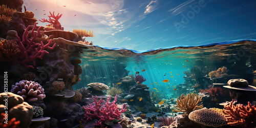 Beautiful and amazing coral reef landscape in the ocean © Jeremy