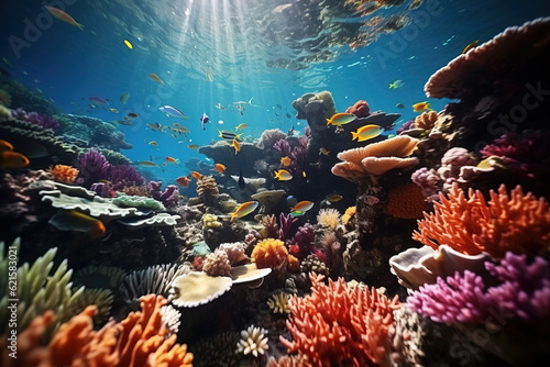Beautiful and amazing coral reef landscape in the ocean