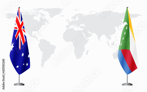 Australia and Comoros flags for official meeting