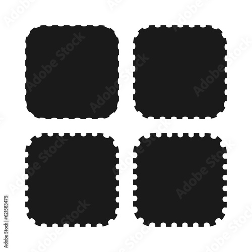 Perforated Edge Rounded Square Icon Set