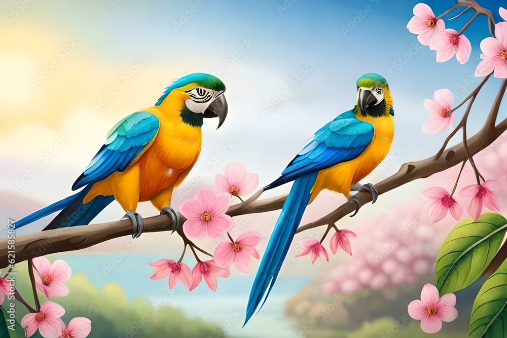 Fototapeta premium blue and yellow macaw