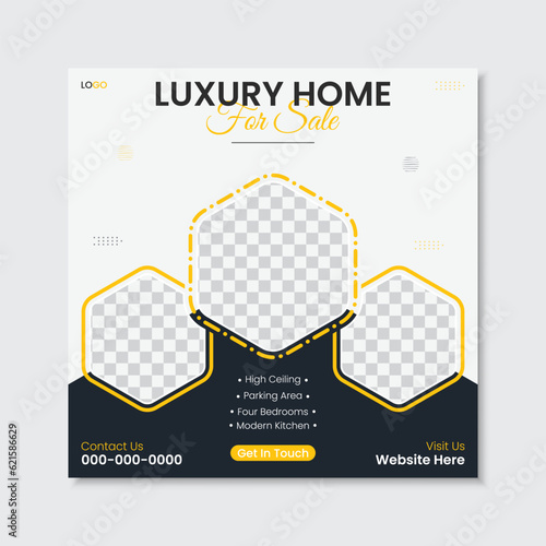 Real estate house sale social media post web banner template for business promotional purposes, instagram, facebook post, square post layout for business marketing