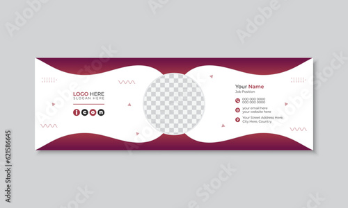Modern creative email signature design, personal social media cover for multipurpose use, editable gradient email footer