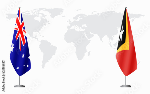 Australia and Timor-Leste flags for official meeting