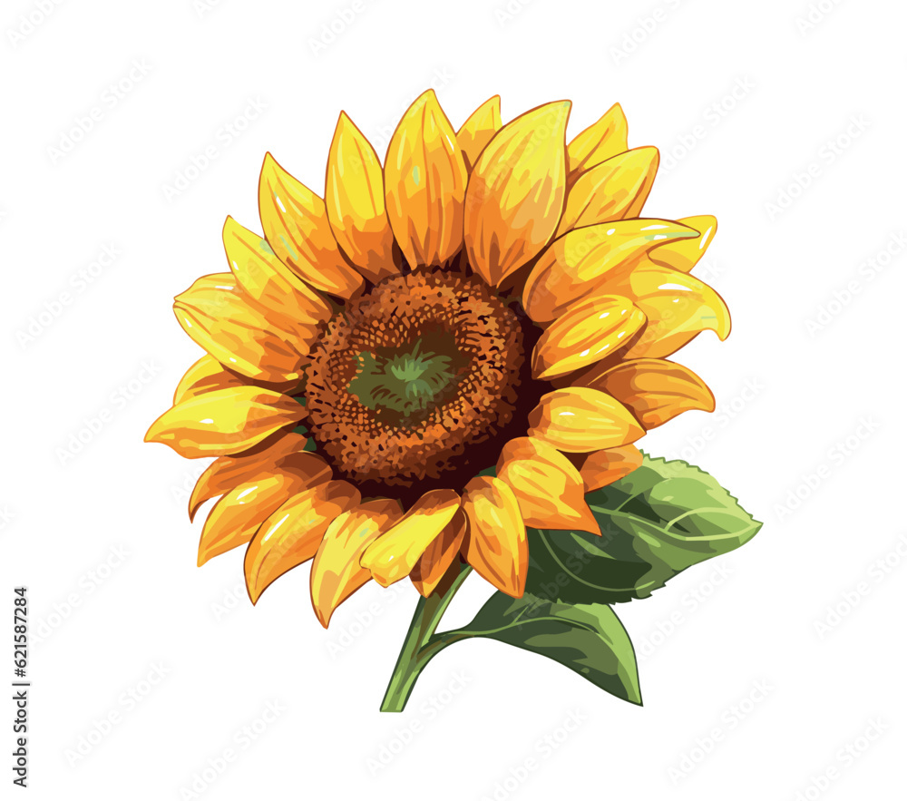 Naklejka premium Sunflower flower isolated, vector illustration.