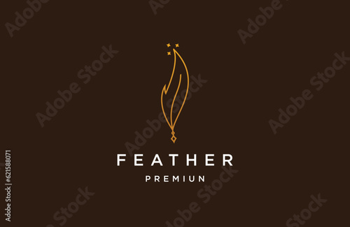Quill feather line logo template signature quill design vector for business of company name