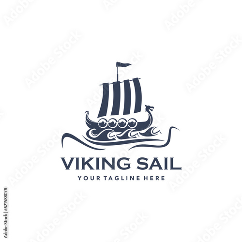 Viking long boat with dragon head, vector illustration, suitable for your design need, logo, illustration, animation, etc.