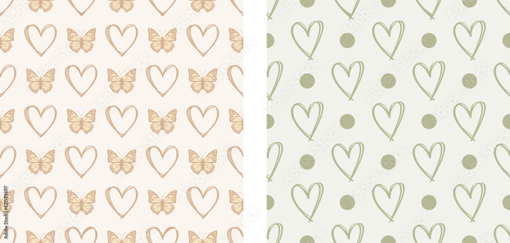 Seamless Butterflies and Hearts Pattern Seamless Butterflies and Hearts Pattern