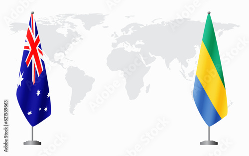 Australia and Gabon flags for official meeting