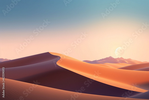 Beautiful realistic collage generated by ai of sunset in african dessert beauty natural scene
