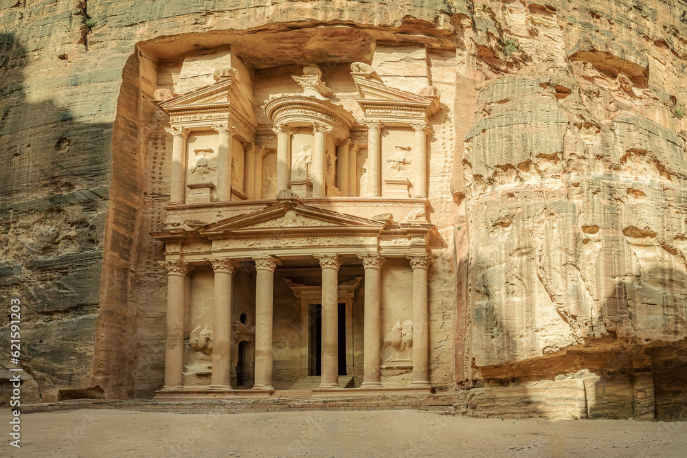 El-Khazneh Treasure of Petra Archeologic Site in Jordan