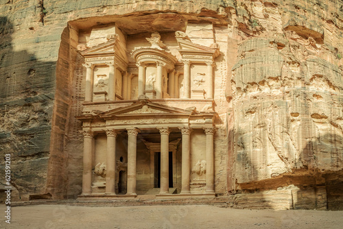 El-Khazneh Treasure of Petra Archeologic Site in Jordan photo