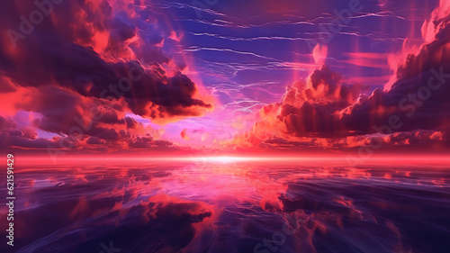 Colorful Dramatic scenery Sky with amazing clouds in sunset sky. Generative ai