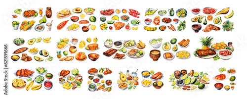 Watercolor delicious brazilian food transparent png big bundle