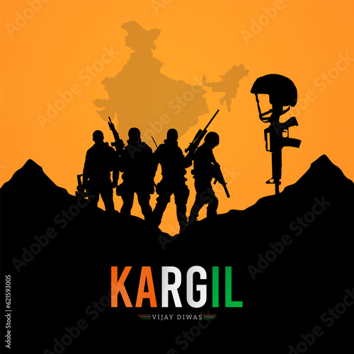 26th July Kargil Vijay Diwas Design Concept With Indian Flag and Army Social Media Post
