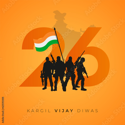 26th July Kargil Vijay Diwas Design Concept With Indian Flag and Army Social Media Post