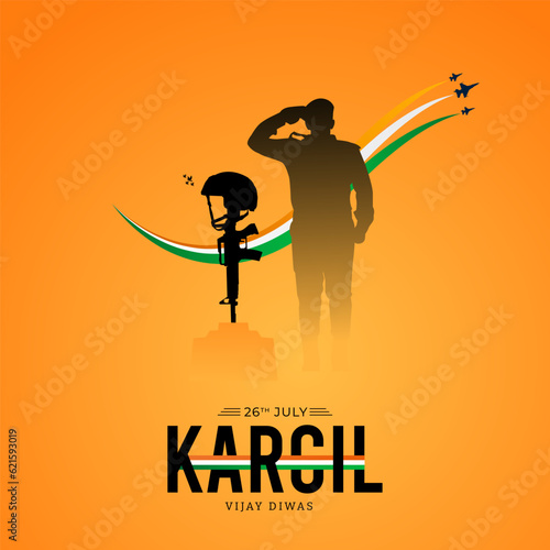 26th July Kargil Vijay Diwas Design Concept With Indian Flag and Army Social Media Post