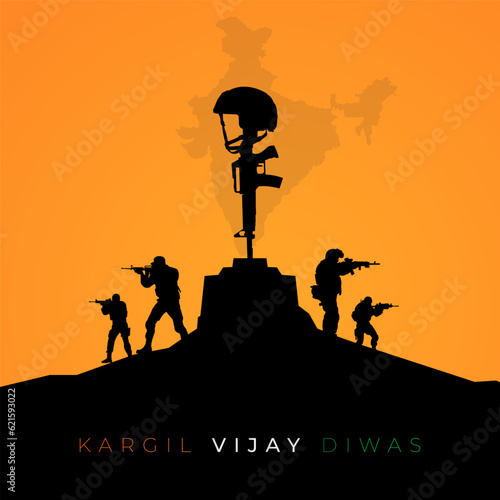26th July Kargil Vijay Diwas Design Concept With Indian Flag and Army Social Media Post