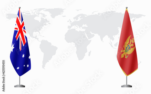 Australia and Montenegro flags for official meeting