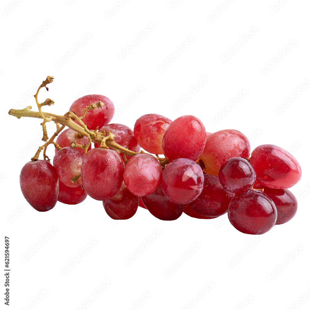 Close-up of a bunch of fresh ripe grapes isolated on transparent background