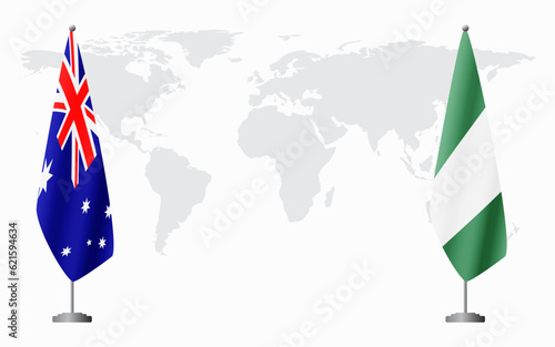 Australia and Nigeria flags for official meeting