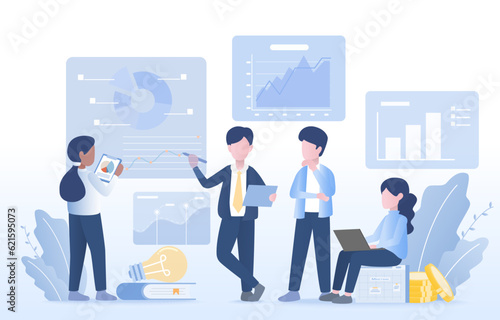 Business ideas concept. Business people meeting discussion, exploring new opportunity, sharing insights, and planning for the future. Exchange ideas, analyze data and market trends to achieve goals.