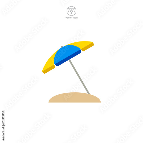 Beach umbrella icon symbol vector illustration isolated on white background © keenan