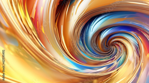 Wonderful Abstract colourful swirl golden background, Starburst dynamic wave. Generative ai