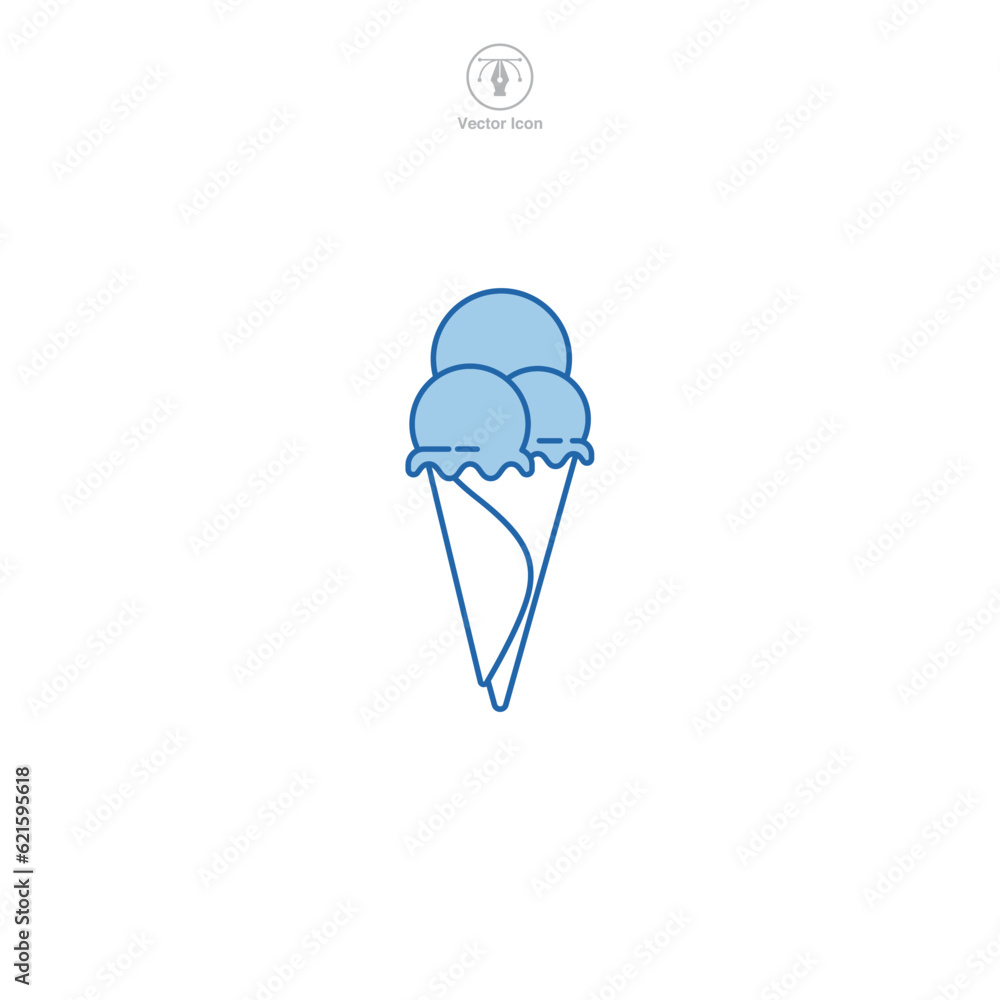 Ice Cream Cone icon symbol vector illustration isolated on white background