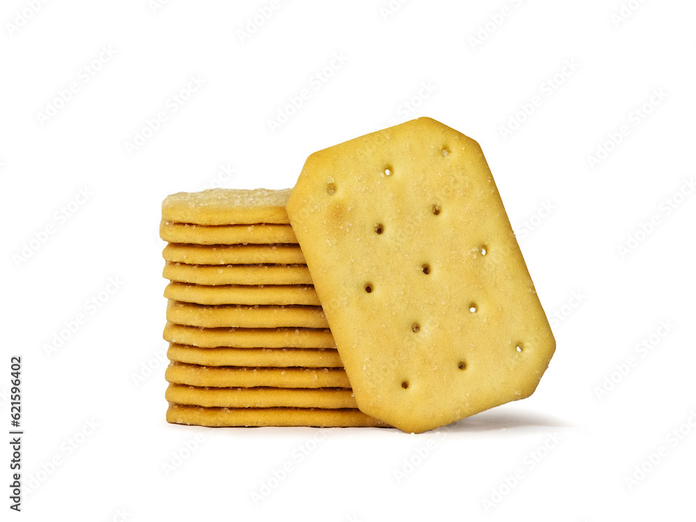 Fototapeta premium photographed a delicious assortment of crackers, capturing their crispy texture and enticing variety. With the use of precise clipping path, I skillfully isolated the image, allowing.white background