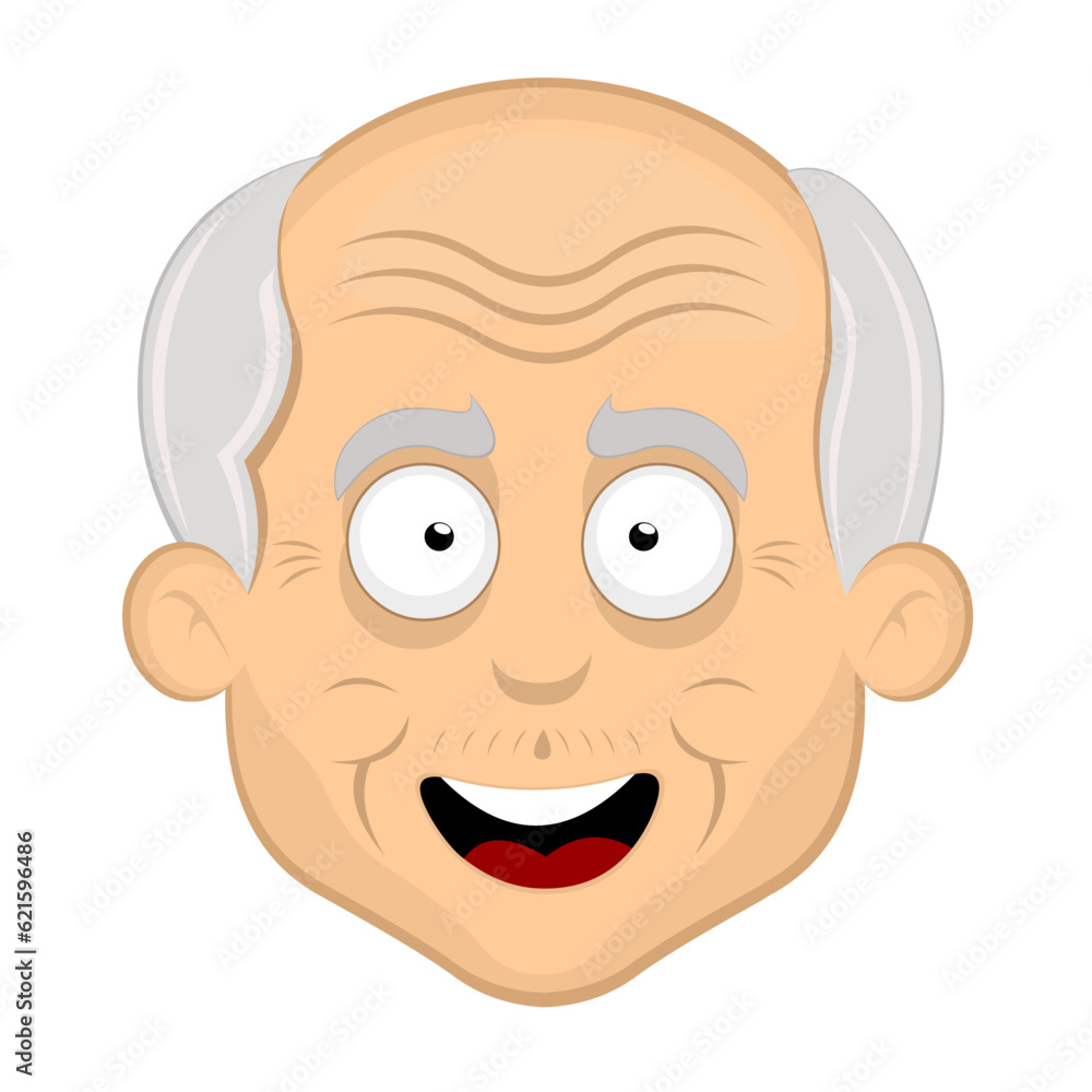 vector illustration face of grandfather or old man with a cheerful expression vector illustration face of grandfather or old man with a cheerful expression